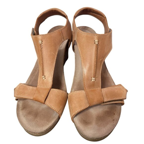 Taos Sheila Tan Open Toe Hook & Loop Strap Sandal Size EU39 US 8-8.5 - Picture 5 of 11
